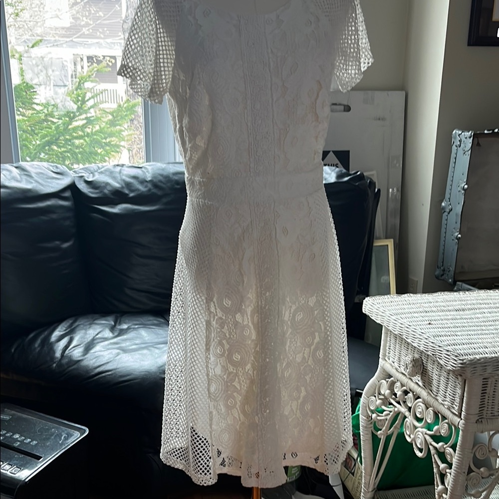 Kut from the Kloth Cream Flutter Sleeve Midi Dress